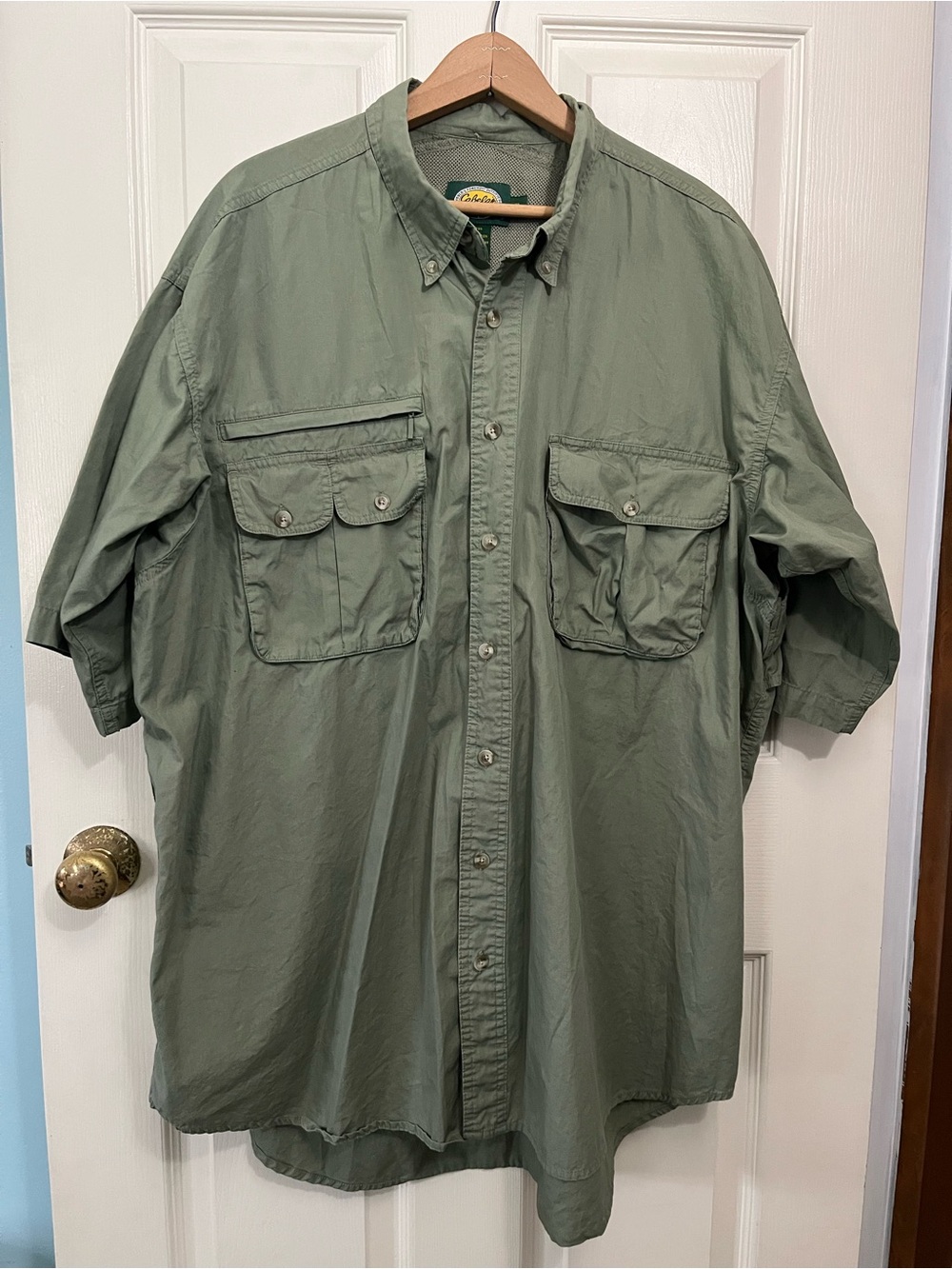Cabela's Fishing Vented Button-Front Short Sleeve Shirt XL Tall 100% cotton